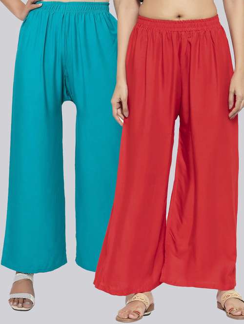 pack of 2 solid flared palazzo - 18520478 -  Standard Image - 0
