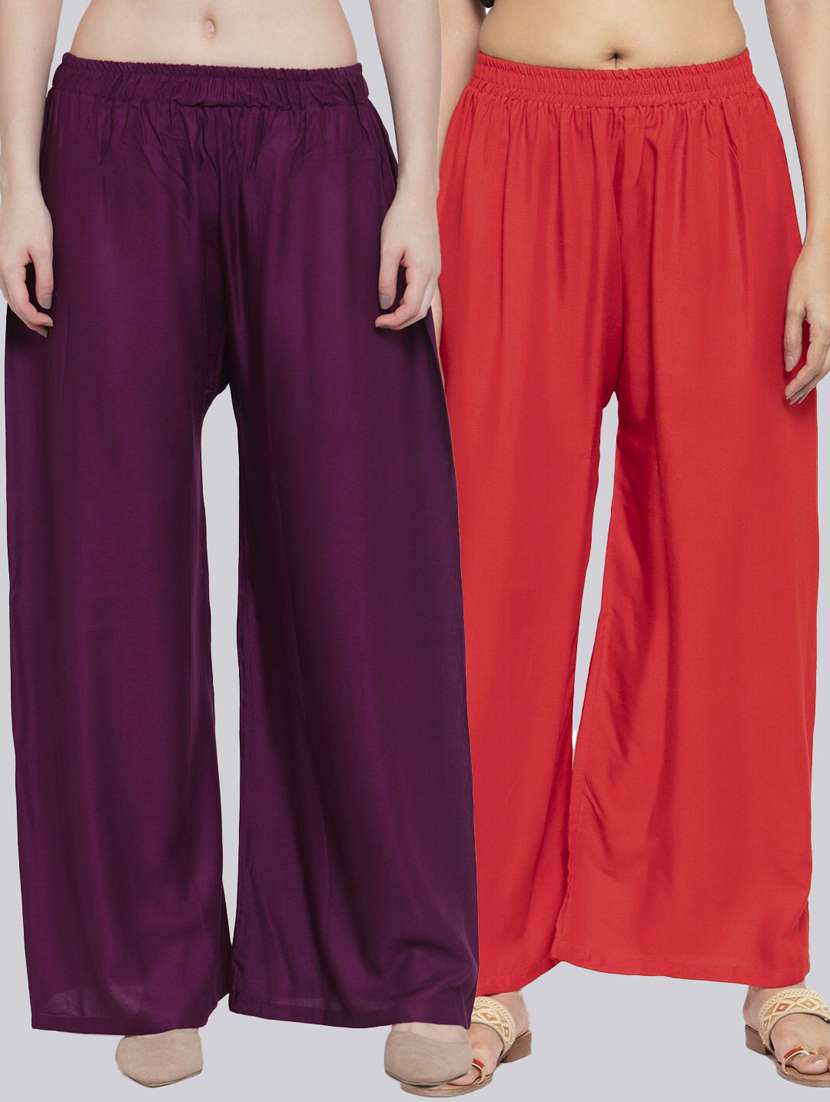 pack of 2 solid flared palazzo