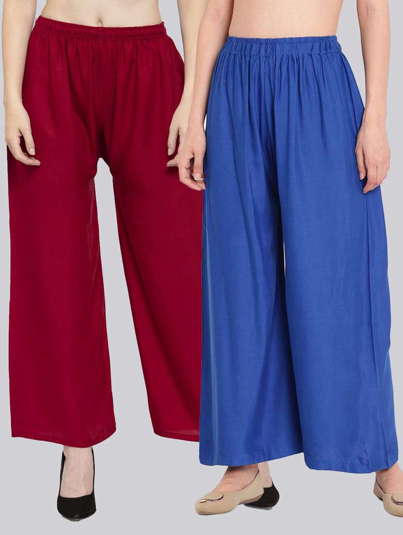 pack of 2 solid flared palazzo - 18520535 -  Zoom Image - 0