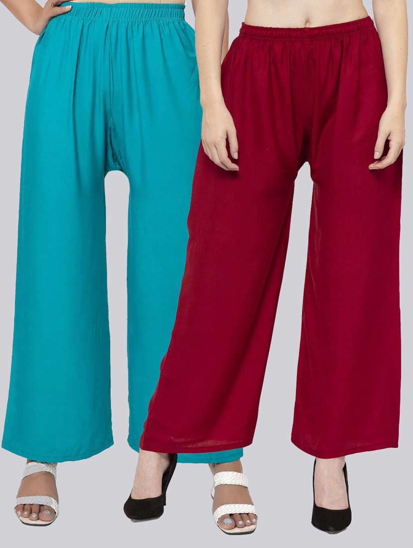 pack of 2 solid flared palazzo