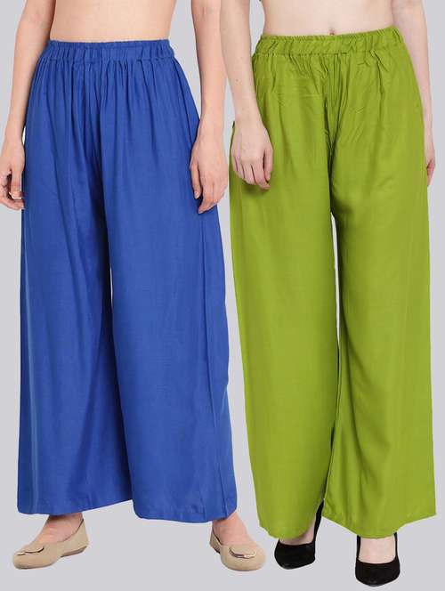 pack of 2 solid flared palazzo - 18520551 -  Standard Image - 0