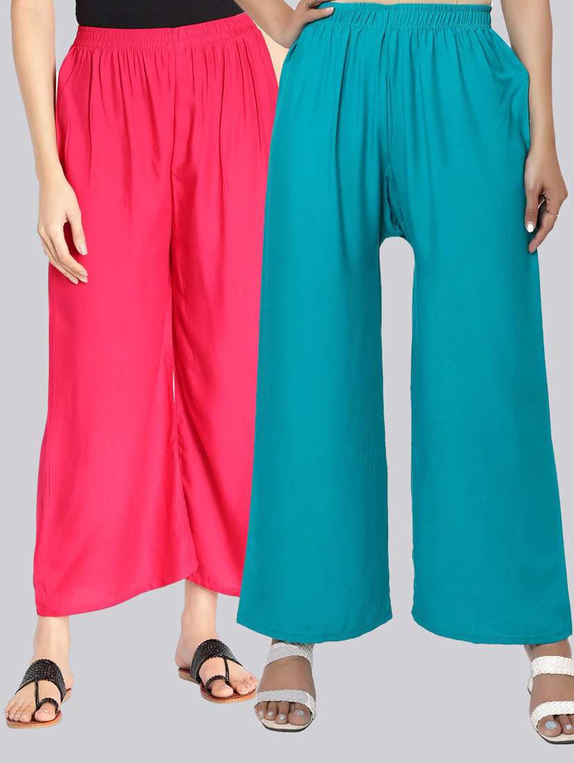 pack of 2 solid flared palazzo - 18520560 -  Zoom Image - 0