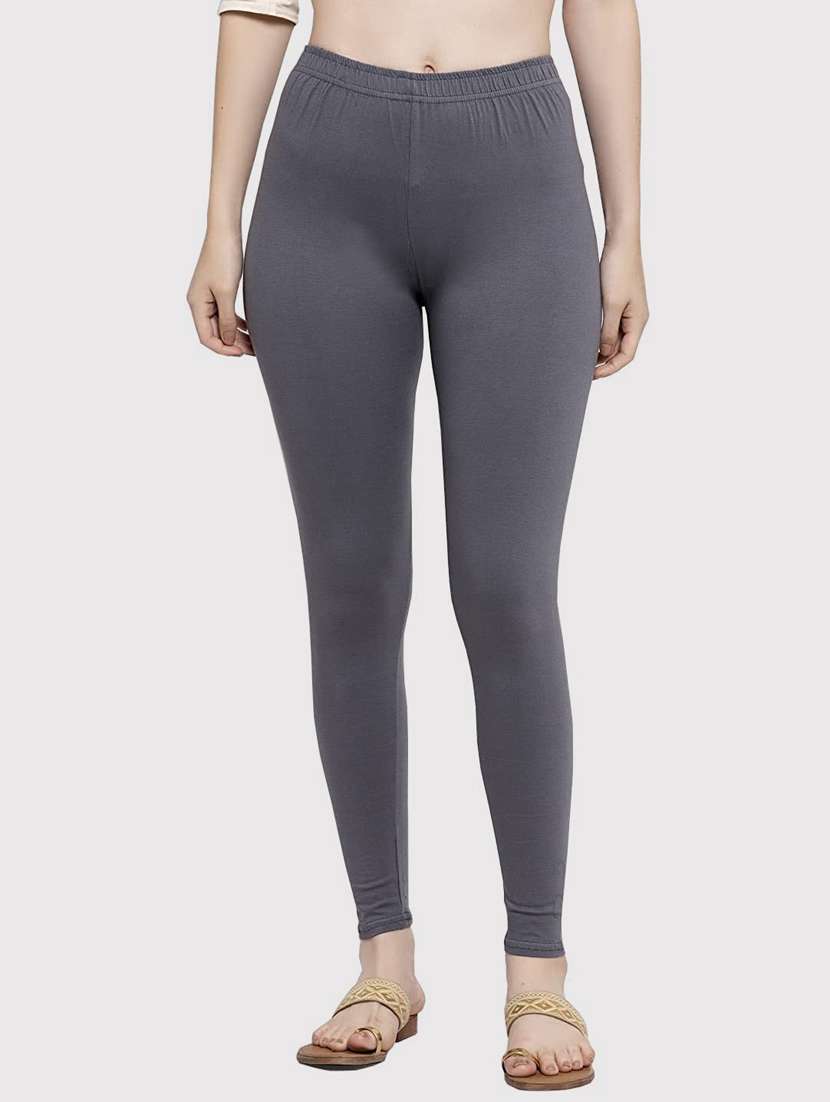 grey solid full length leggings - 18520609 -  Zoom Image - 0