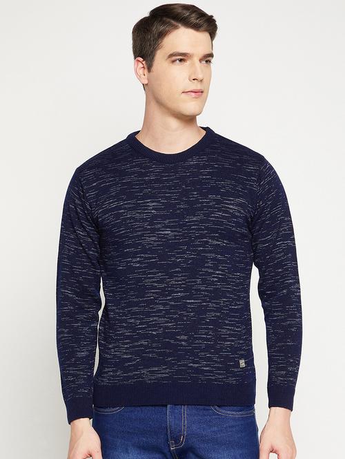 navy blue self designed pullover - 18522556 -  Standard Image - 0