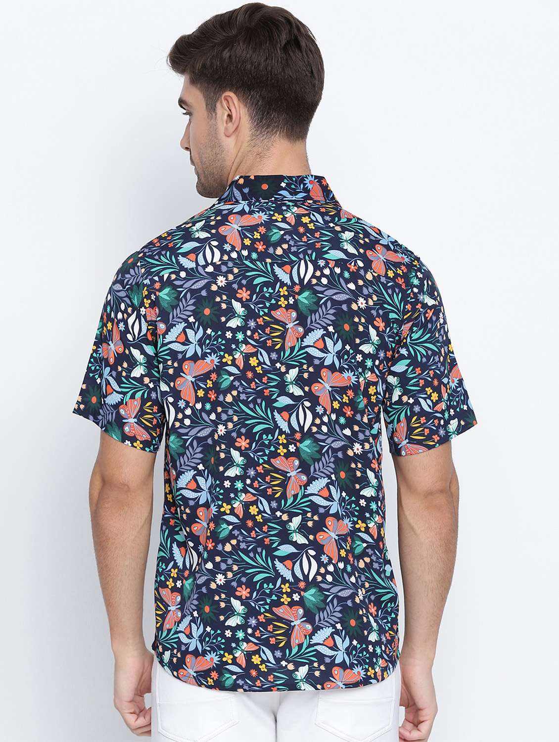 navy printed casual shirt - 18523576 - Standard Image - 3