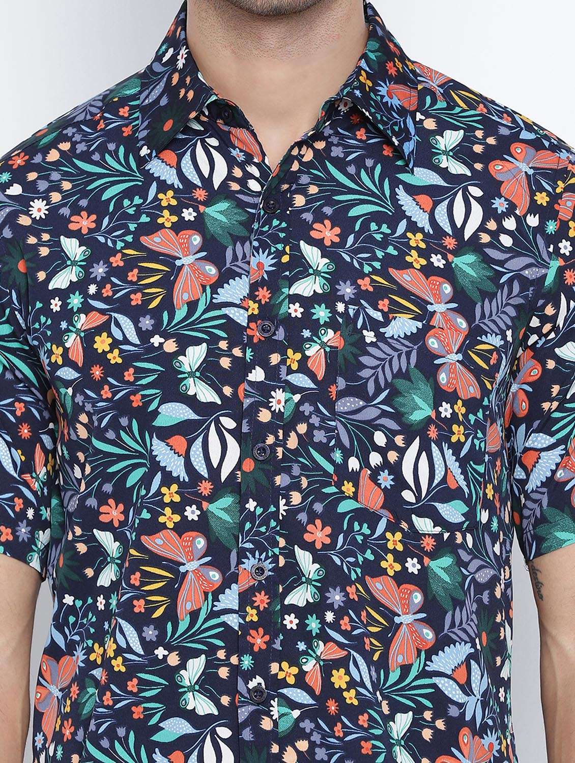 navy printed casual shirt - 18523576 - Standard Image - 5