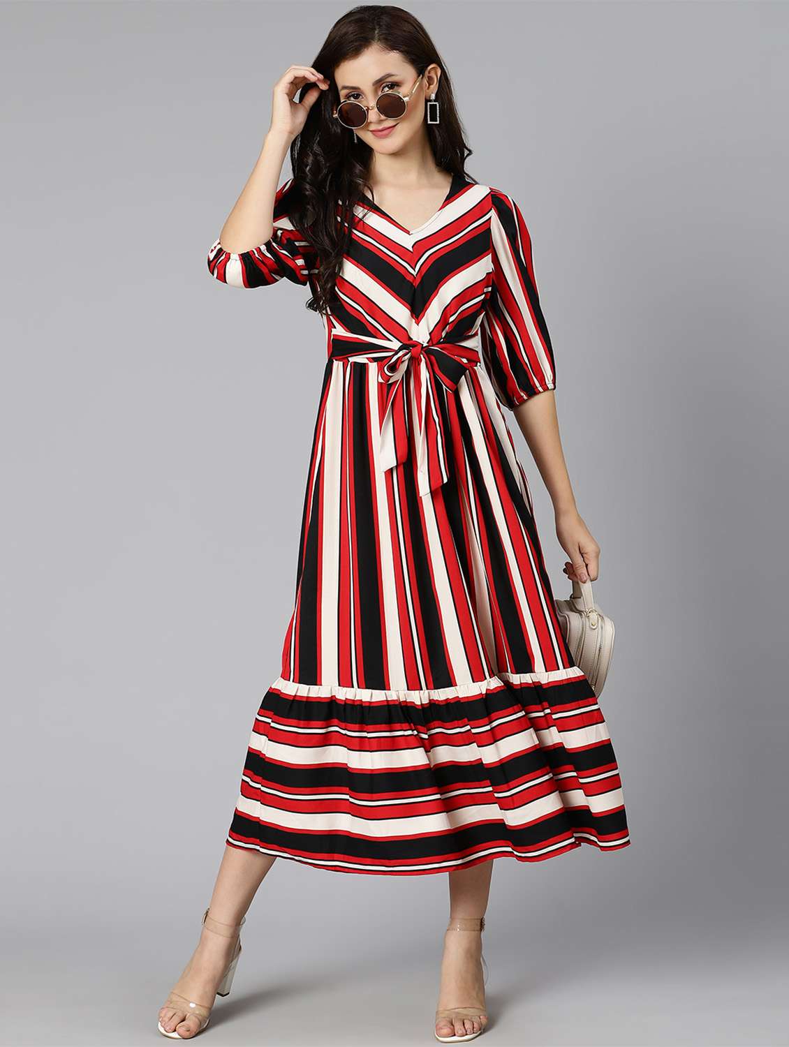 women's tiered dress striped dress - 18523615 - Zoom Image - 0