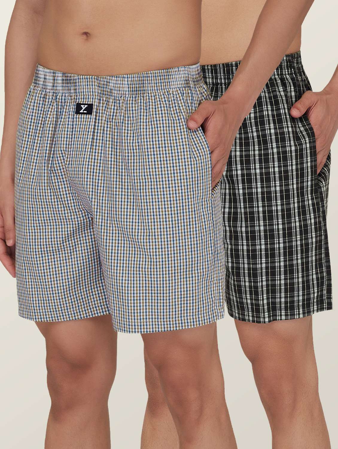 Pack Of 2 Checkered Cotton Boxer