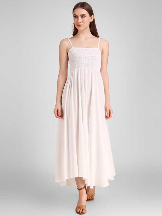 smocked detailed solid maxi dress - 18523847 -  Zoom Image - 0