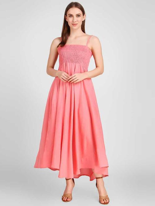 smocked detailed solid maxi dress - 18523858 - Standard Image - 0