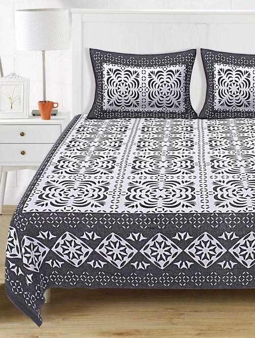 texstylers pure cotton 90x108 inches jaipuri print double bedsheet with 2 pillow covers - 18524100 -  Standard Image - 0