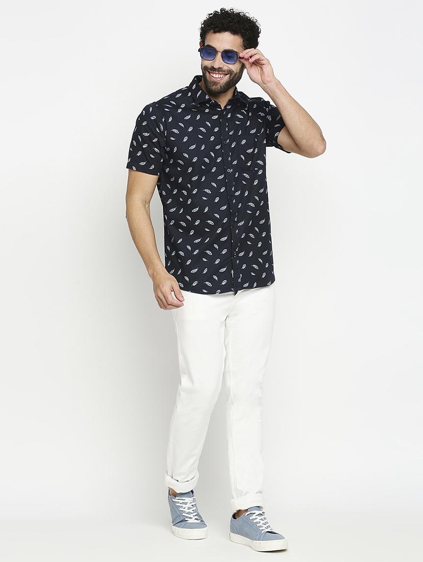 mens leaf print casual shirt - 18524160 - Standard Image - 3