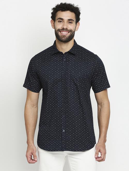 mens micro print casual shirt - 18524161 - Standard Image - 0