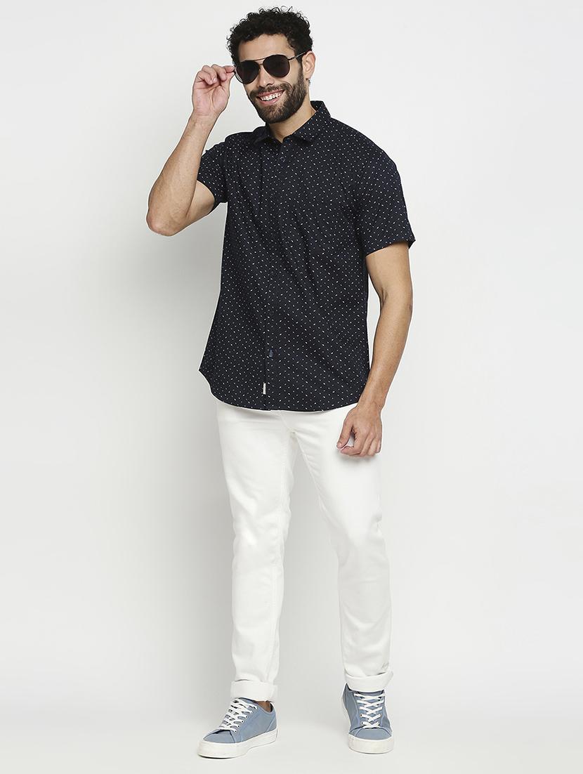 mens micro print casual shirt - 18524161 - Standard Image - 3
