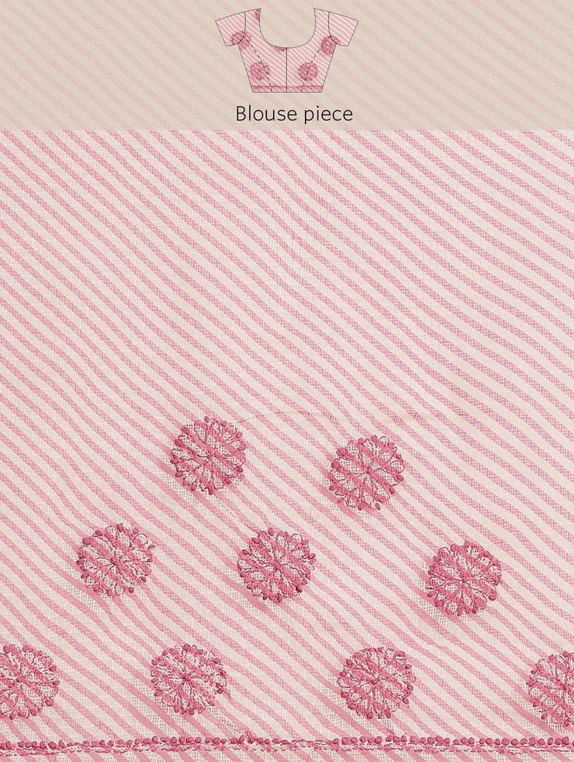 ada hand-embroidered pink leheriya chikankari saree with blouse - 18524408 - Standard Image - 3
