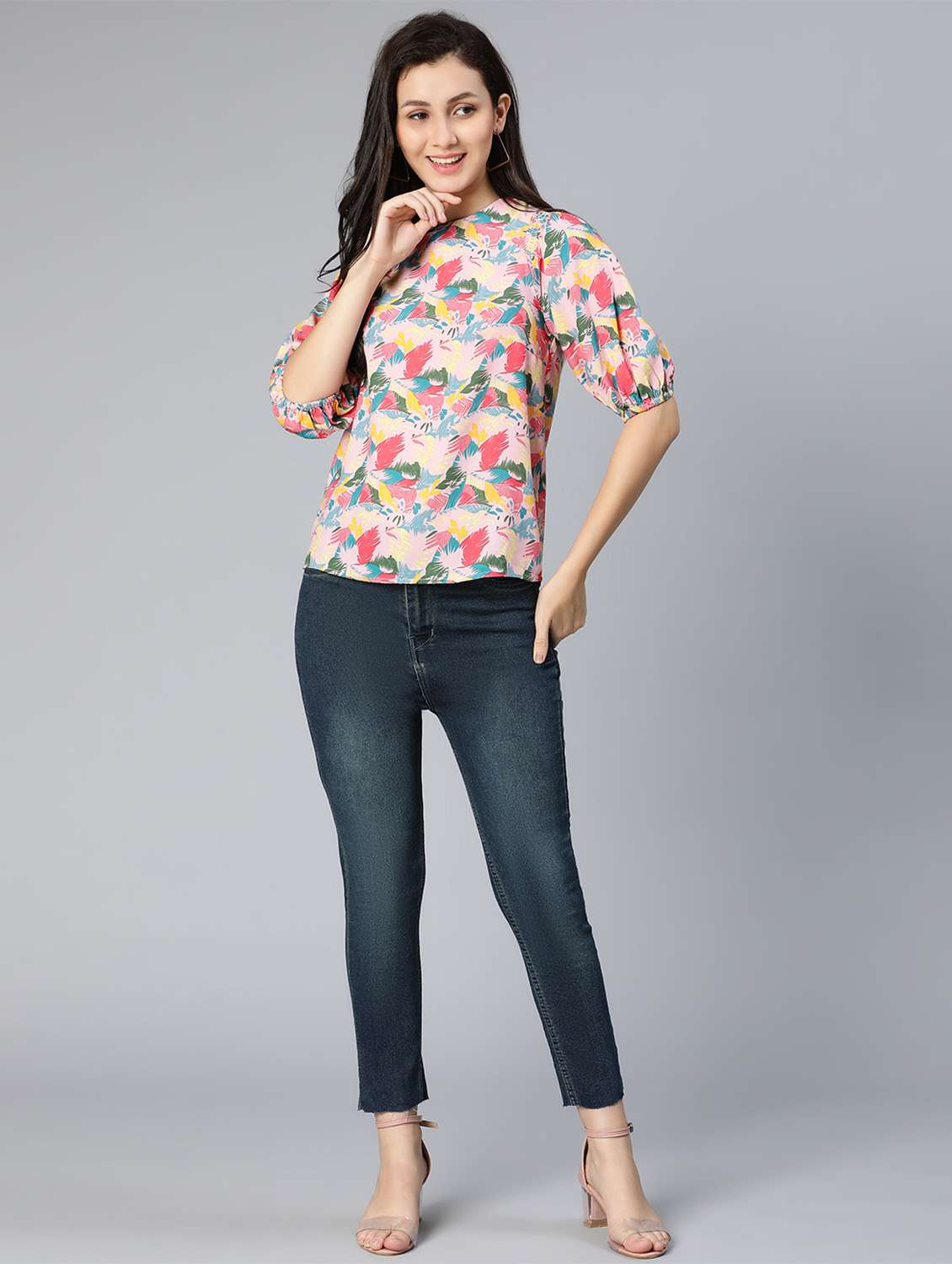 women's straight round neck top - 18524589 - Standard Image - 3