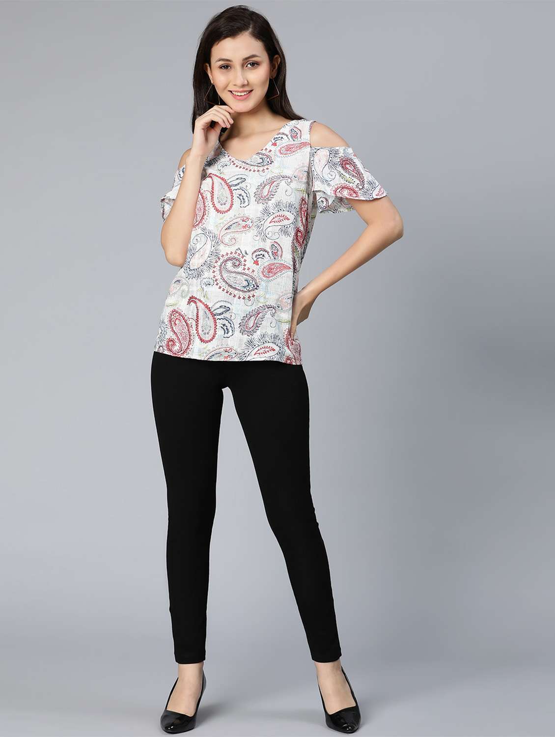 women's straight v neck top - 18524602 -  Standard Image - 3