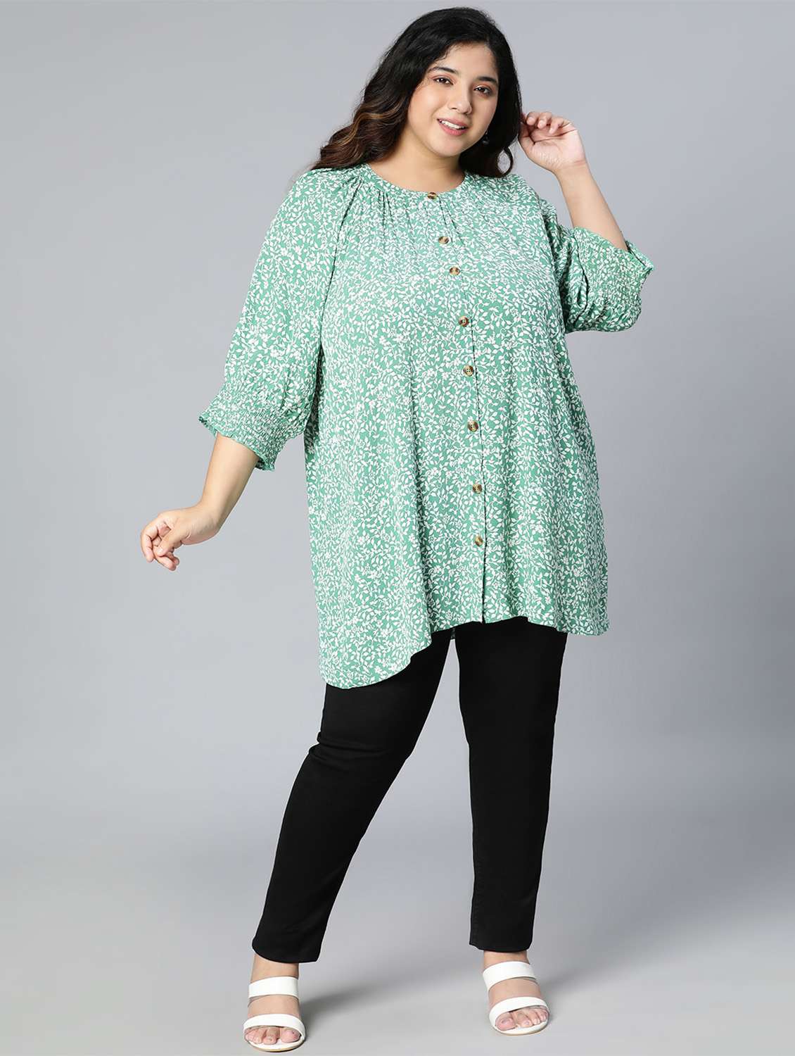 round neck floral regular tunic - 18524609 -  Standard Image - 3