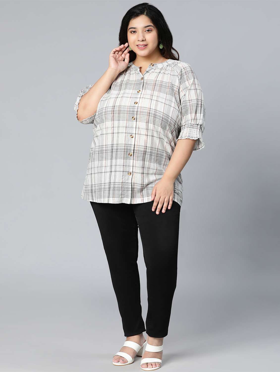 women's straight mandarin neck top - 18524611 -  Standard Image - 3