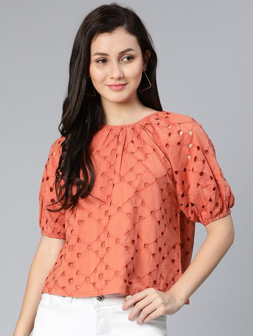 women's crop round neck top - 18524613 - Standard Image - 0