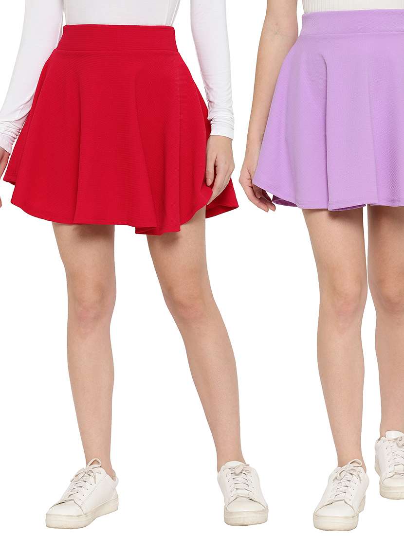 pack of 2 solid skater skirt 