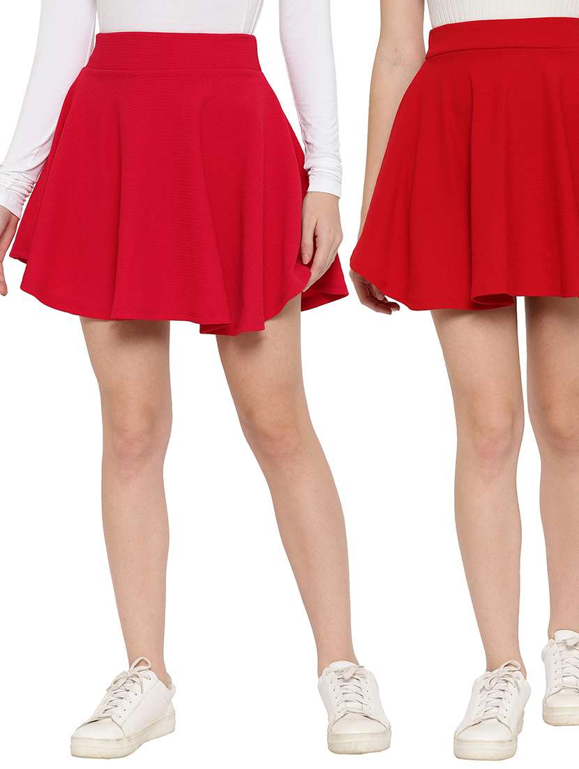pack of 2 solid skater skirt 