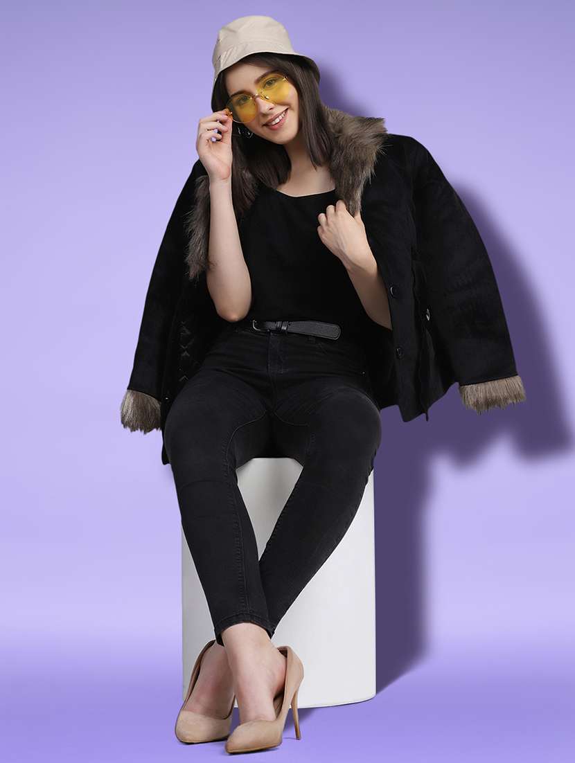 lapel neck solid fur jacket - 18528515 - Standard Image - 3