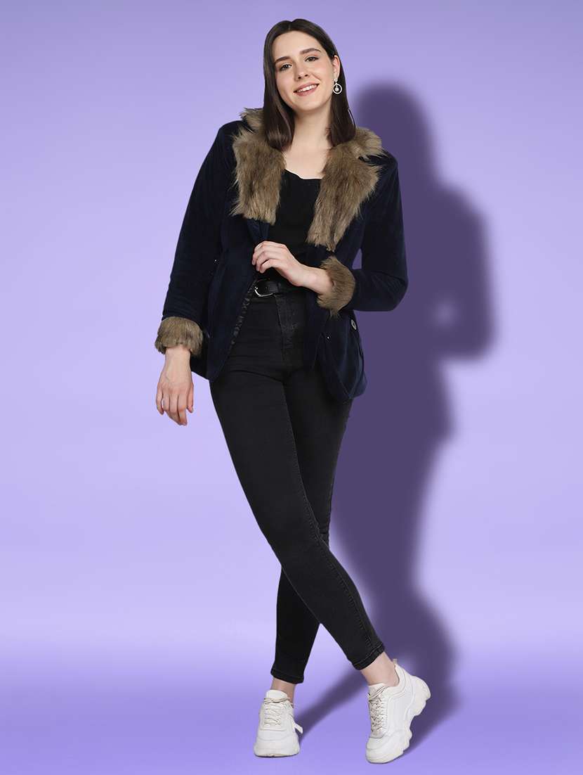 lapel neck solid fur jacket - 18528516 -  Standard Image - 3