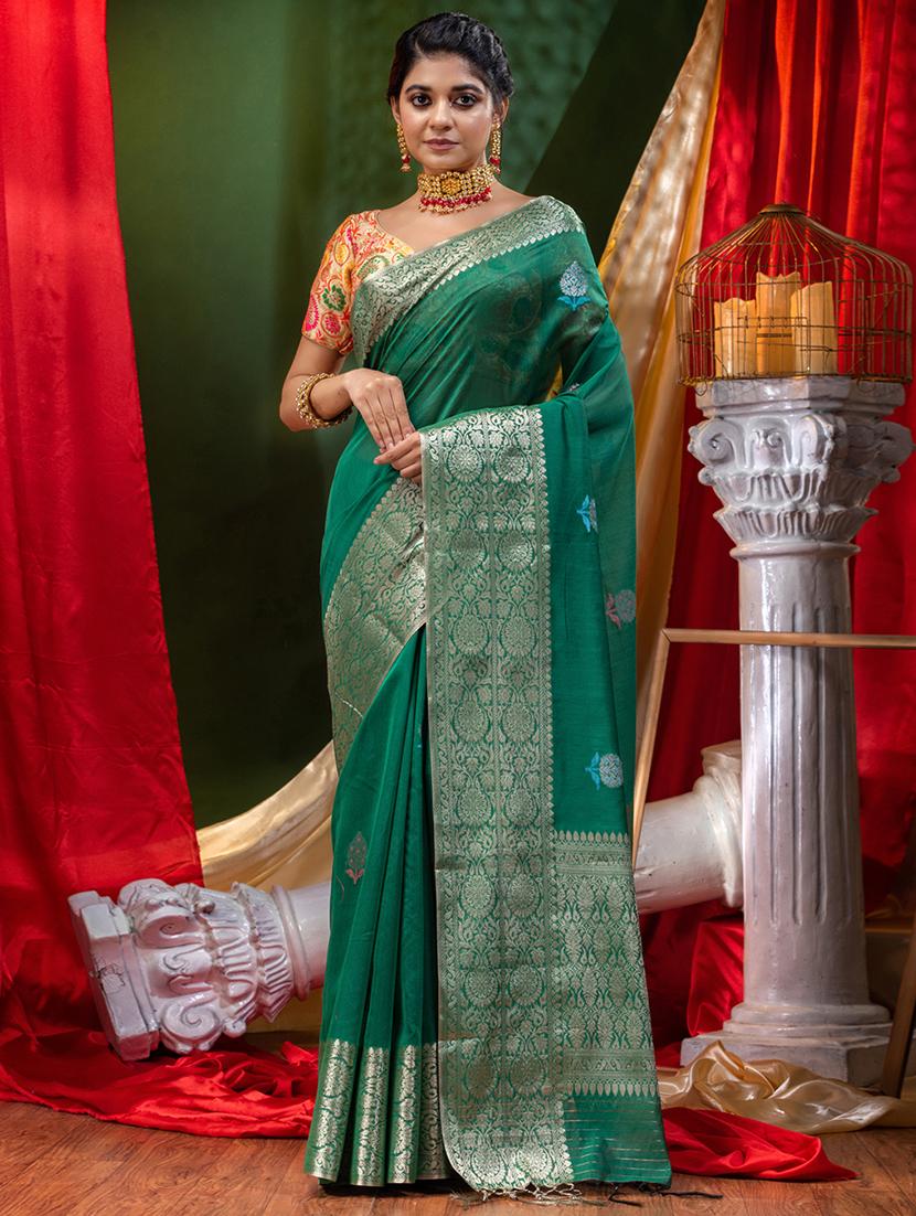 self design zari work woven saree