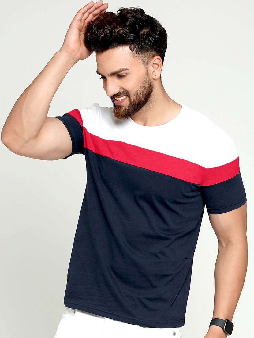 round neck color block t-shirt