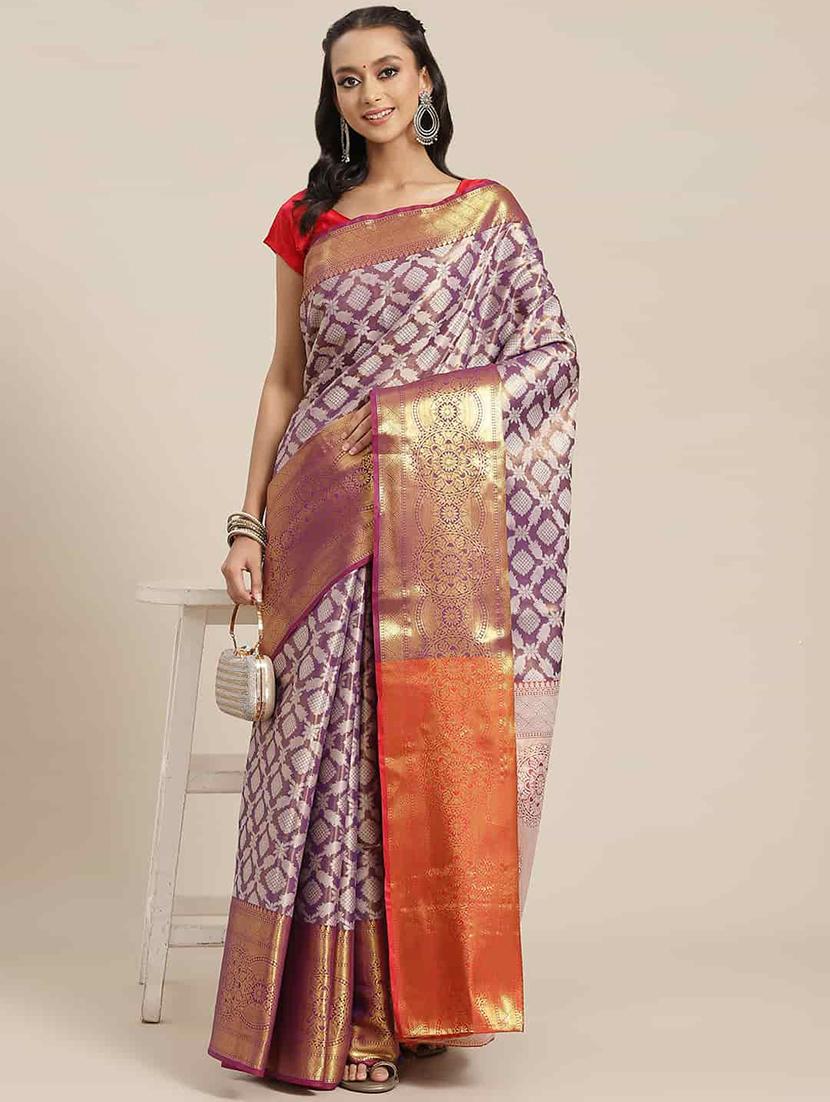 women's self design purple colored saree - 18528855 - Zoom Image - 0