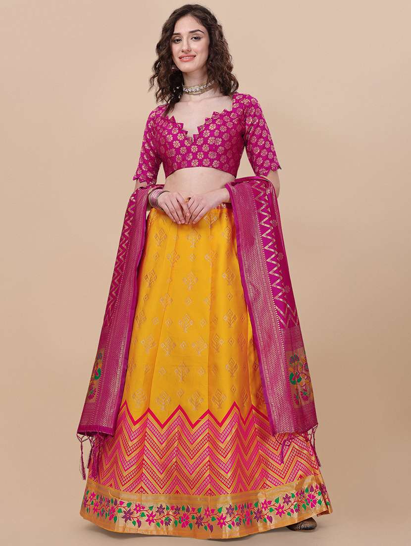 jacquard work semi-stitched lehenga choli with dupatta 