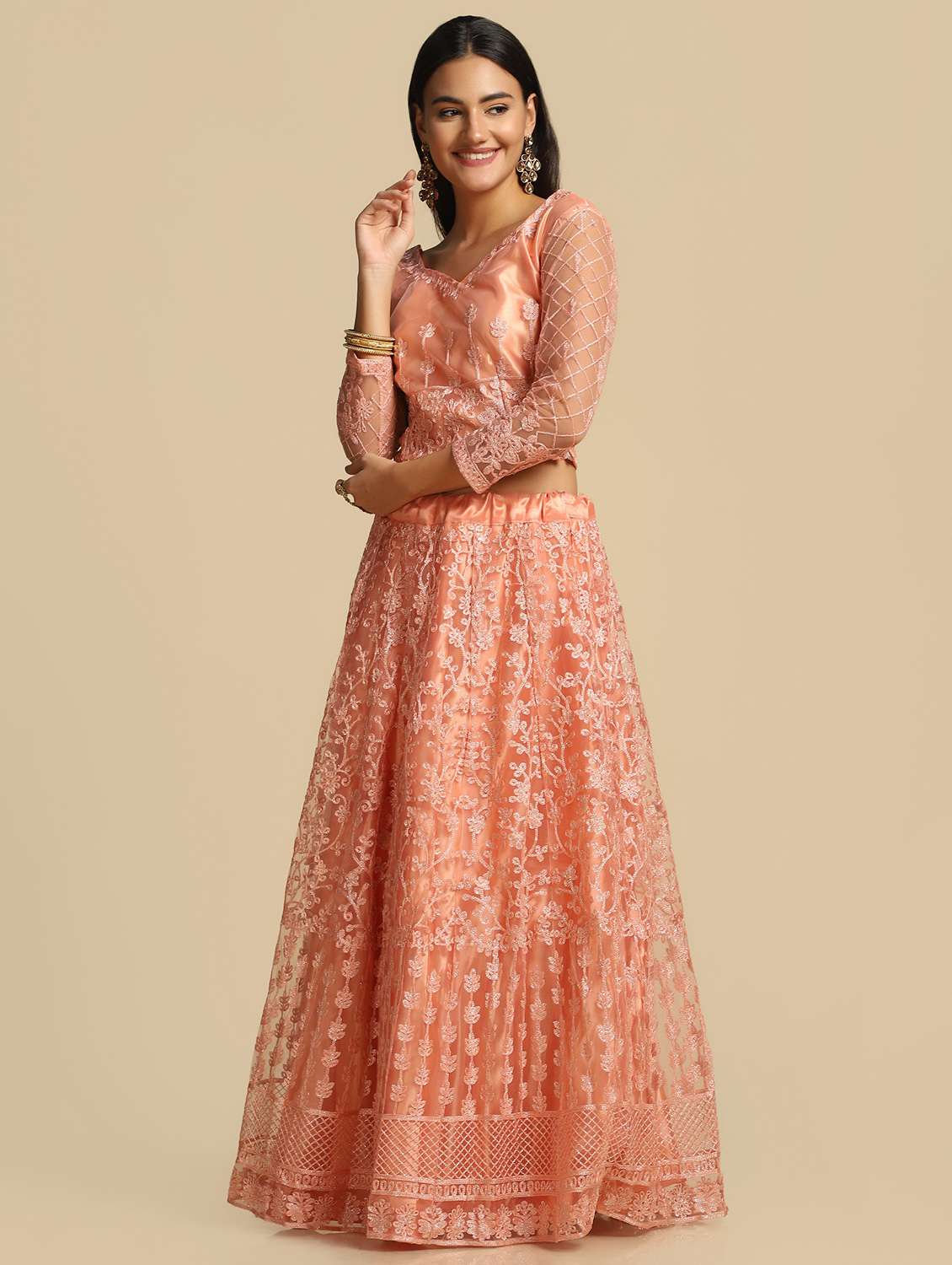 Embroidered Semi Stitched Lehenga Choli With Dupatta