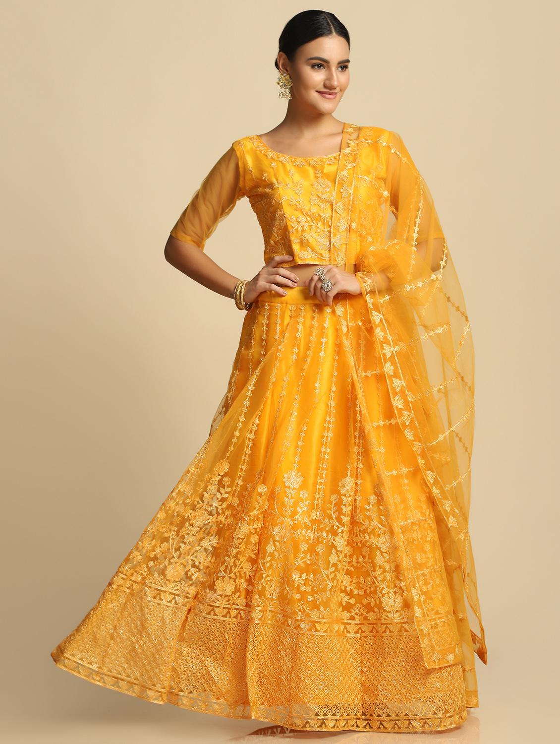 embroidered semi-stitched lehenga choli with dupatta - 18529274 -  Zoom Image - 0