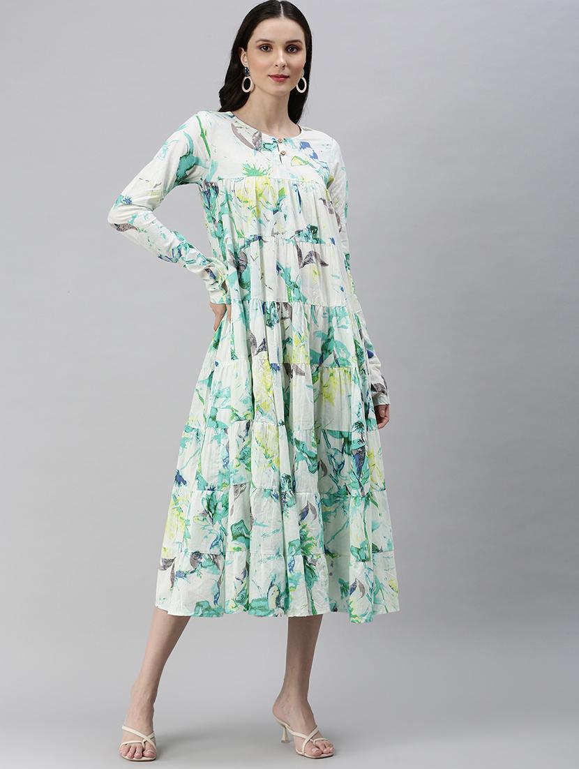 key hole neck tiered dress - 18530365 - Zoom Image - 0