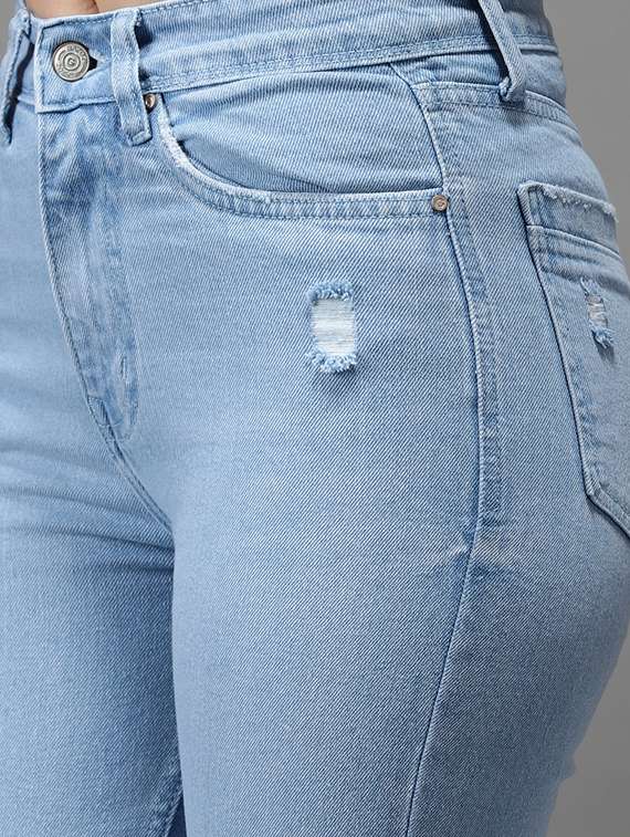 women's distress slim fit jeans - 18531065 - Standard Image - 5