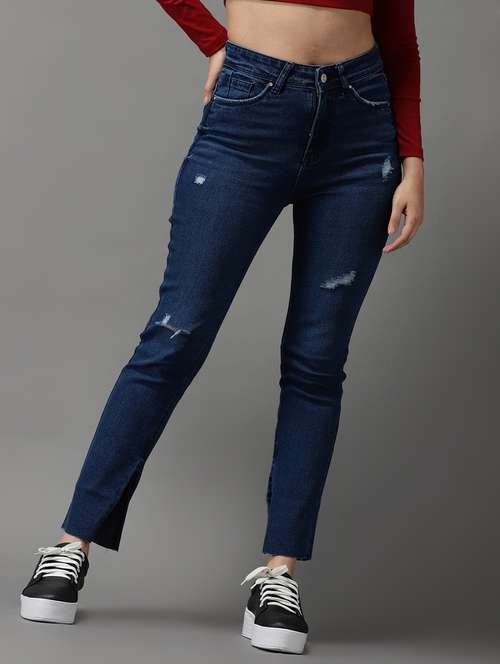 women's distress slim fit jeans
