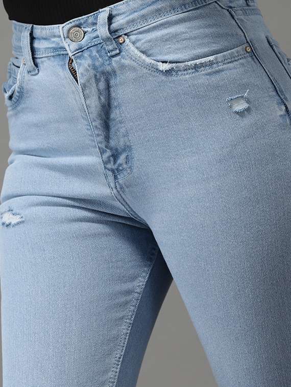 women's slash knee slim fit jeans - 18531075 - Standard Image - 5