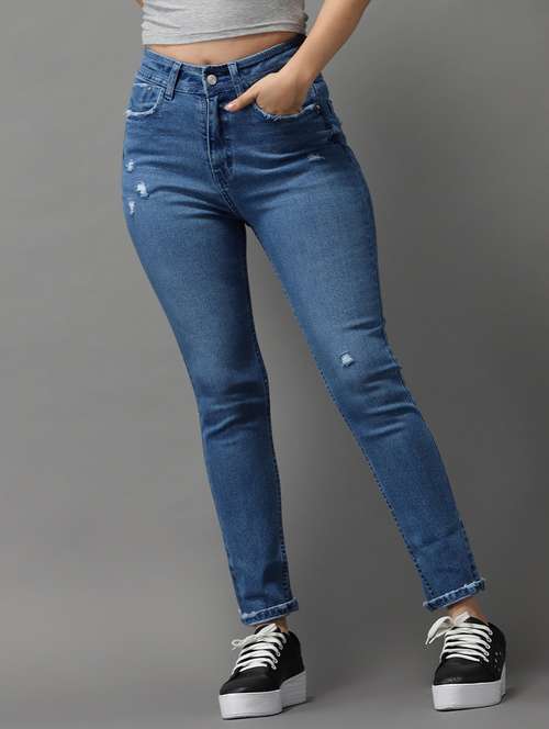 women's distress slim fit jeans - 18531082 -  Standard Image - 0
