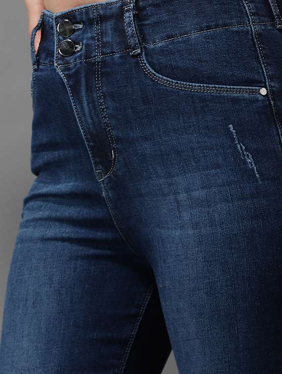solid distressed high rise denim jeans - 18531099 -  Standard Image - 5