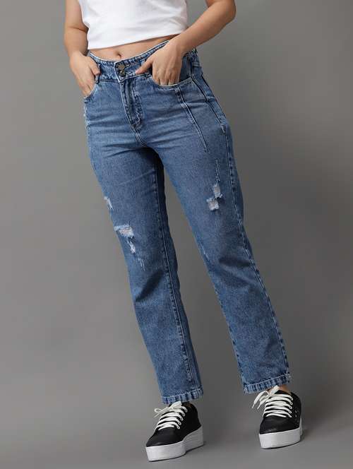 women's distress mom fit jeans - 18531100 -  Standard Image - 0
