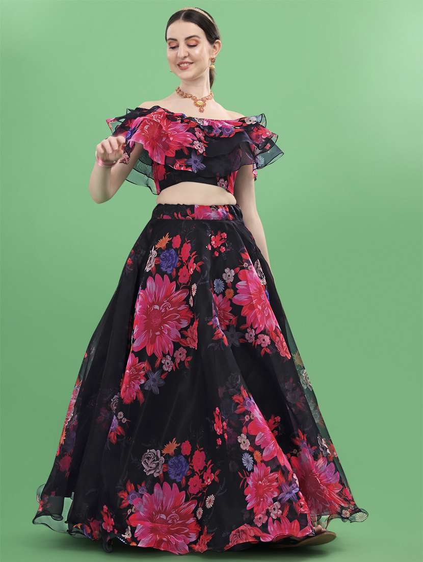 floral semi-stitched lehenga and choli 