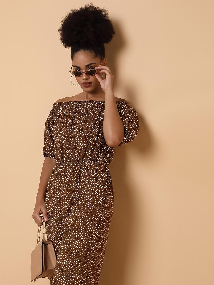 off shoulder printed jumpsuit - 18531250 - Standard Image - 5