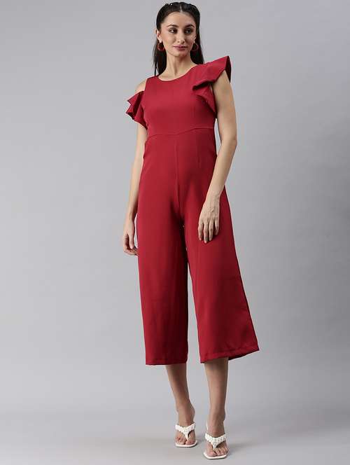 ruffle detail solid jumpsuit - 18531251 -  Standard Image - 0