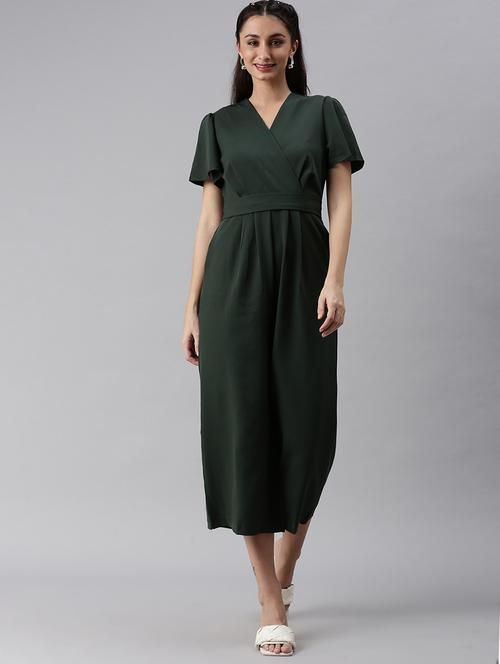 tie back solid full leg jumpsuit - 18531258 - Standard Image - 0