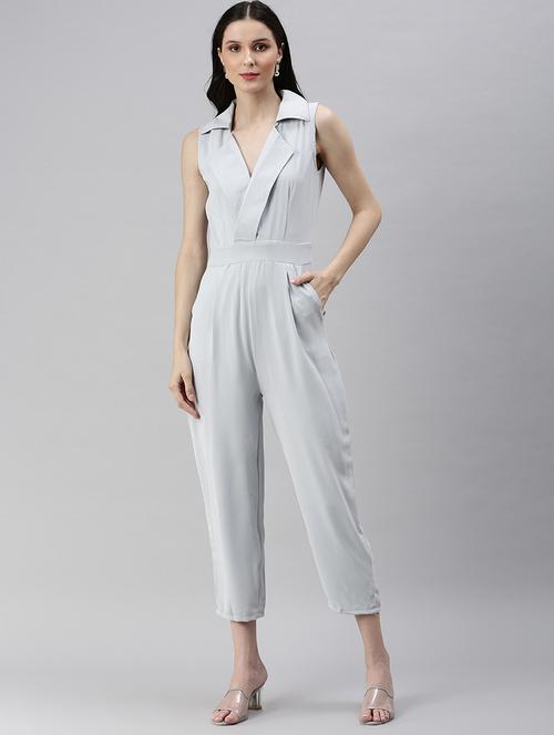 shirt collar solid full leg jumpsuit - 18531260 -  Standard Image - 0