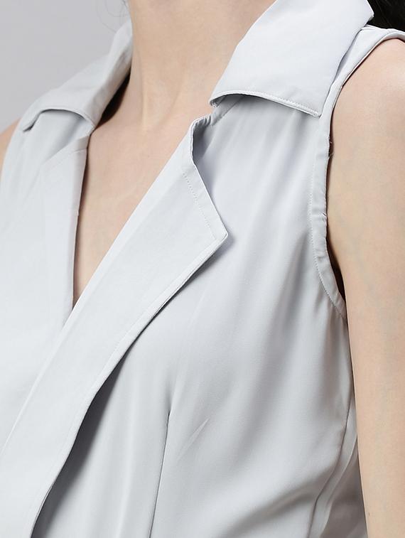shirt collar solid full leg jumpsuit - 18531260 -  Standard Image - 3
