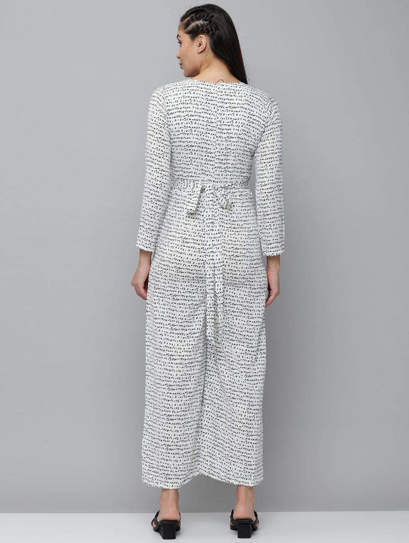 v-neck printed full leg jumpsuit - 18531281 - Standard Image - 3