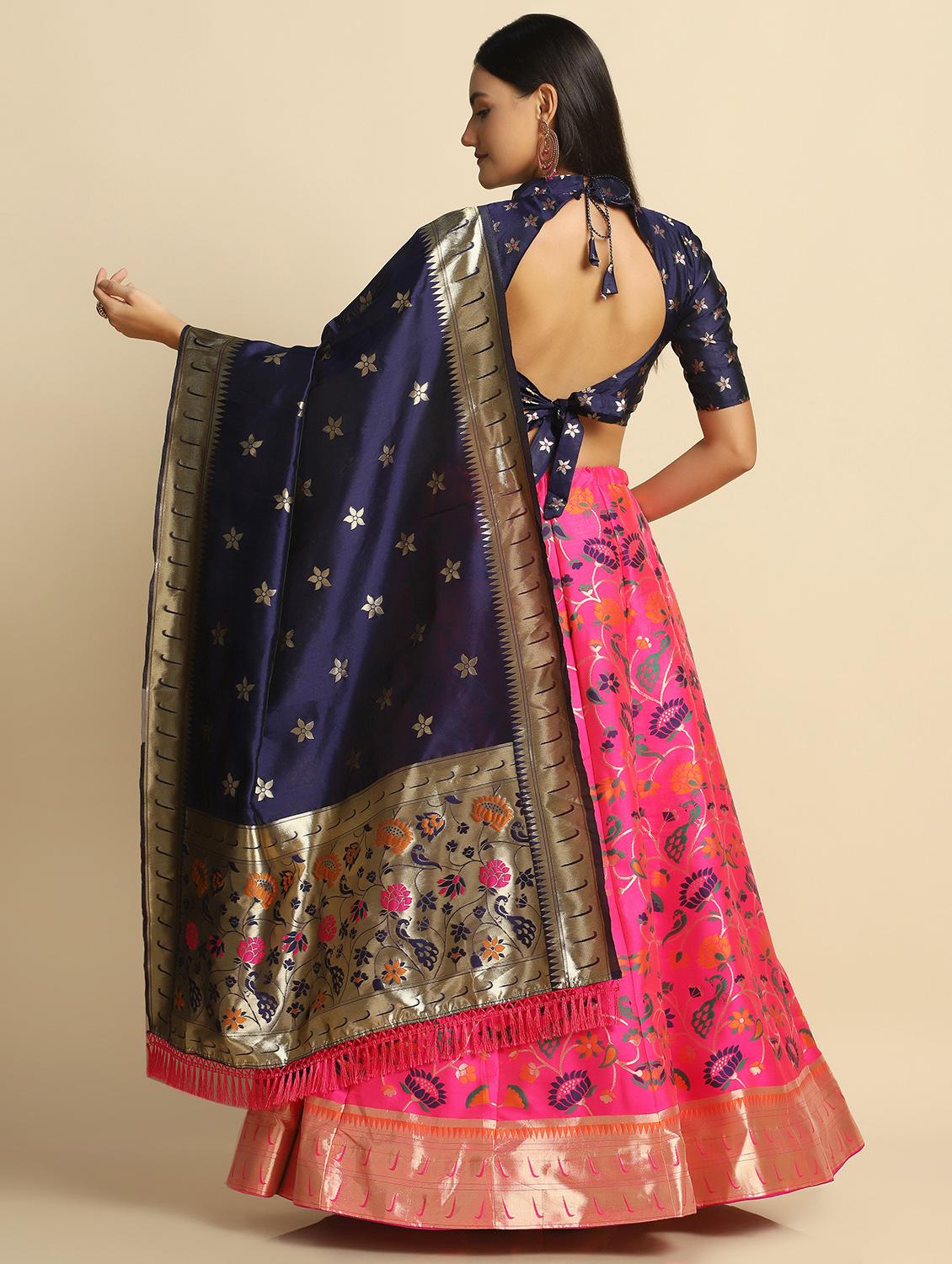 jacquard work semi-stitched lehenga choli with dupatta - 18531604 - Standard Image - 3