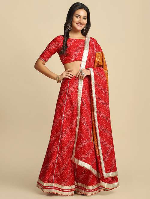 bandhani semi-stitched lehenga choli with dupatta - 18531609 -  Standard Image - 0